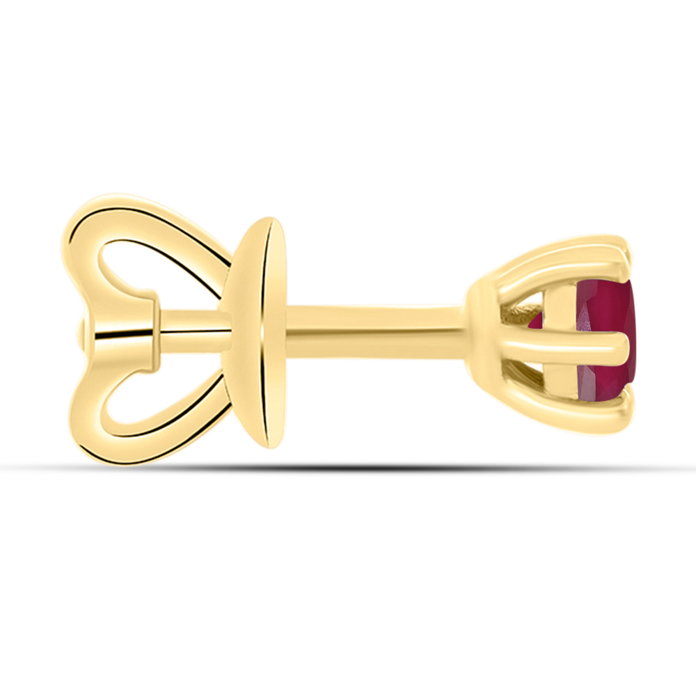 BUY 14K GOLD WITH GLASS FILLED RUBY GEMSTONE SINGLE STONE EARRING